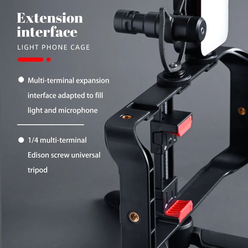 M-REMOTE Smartphone Video Rig w 3 Shoe Mounts Filmmaking Case Handheld Phone Video Stabilizer Grip Tripod Mount Stand 4.8