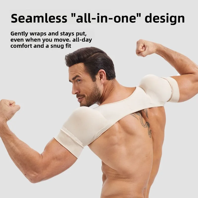 Men Seamless Invisible Shoulder Pads Broad Square Shoulders Muscle Enhancer Anti Slip Sagging One Piece Design Perfect Posture