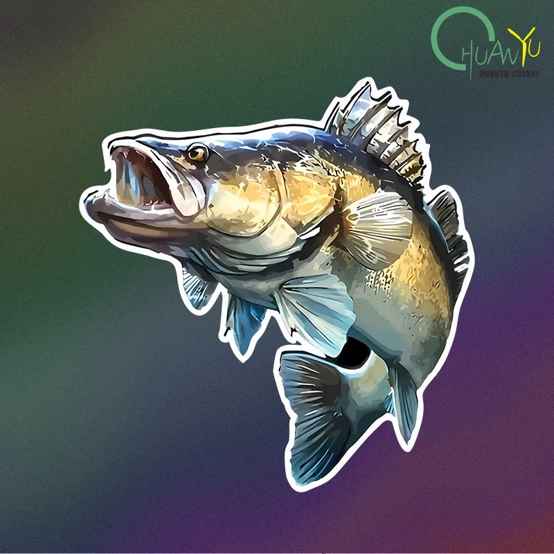 PVC Decal Fishing Big Fish Sea Bass Car Sticker Waterproof for Bumper Rear Window Laptop