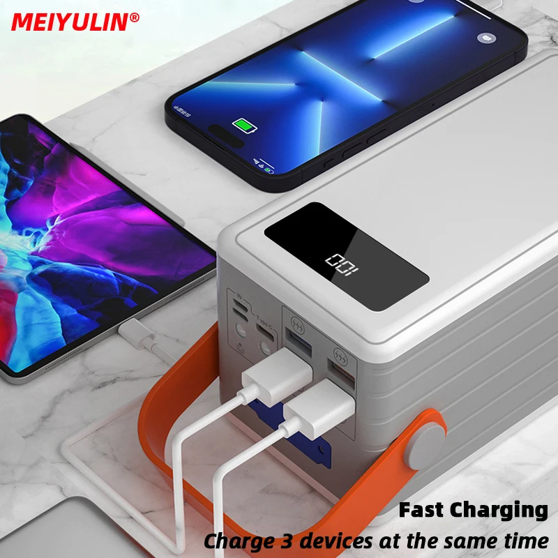 80000mAh Power Bank 65W PD USB C Fast Charging External Battery Portable Powerbank For iPhone 15 14 Laptop With Car Jump Starter