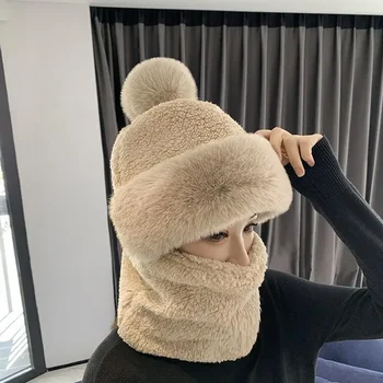 Bonnet chaud avec Snood pour femmes et filles, chapeau d'hiver Super peluche doux pour l'extérieur, temps froid, neige, Ski, patinage, Protection des oreilles