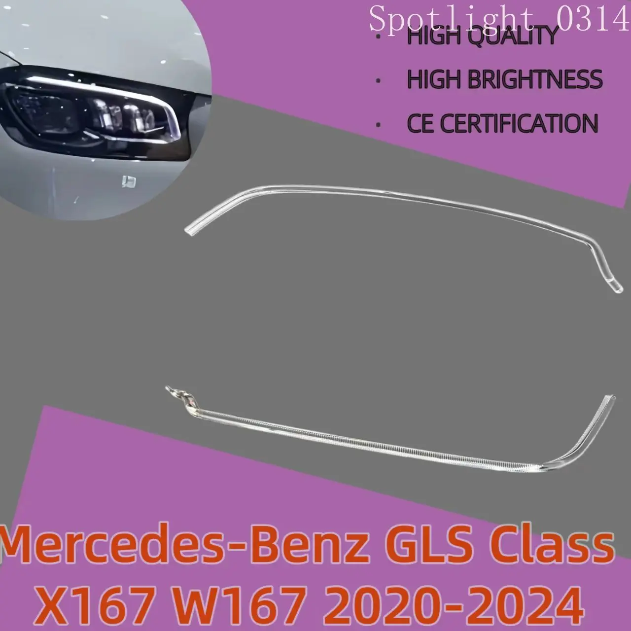 

For Mercedes Benz GLS Class W167 X167 2020-2024 Car Headlight DRL Tube Acrylic Tube Light Guide Strip Car Accessories Angel Eyes