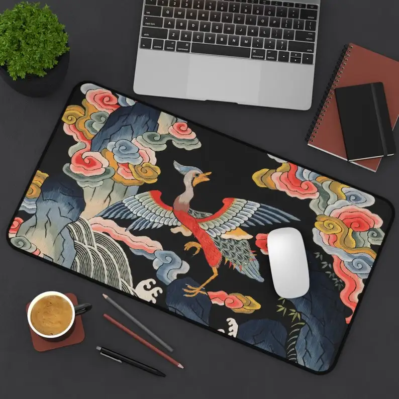 Birdhouse Decoration, Japanese Desk Mat, Bird Embroidery, Non-slip Waterproof Gaming Mouse Pad, Perfect Gift for Friends