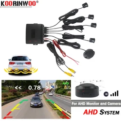 Koorinwoo Adjustable AHD Parking Sensor 4 Video Sysem RCA Digital Number Car Parktronics Car-Detector Sensors For AHD Camera 12V