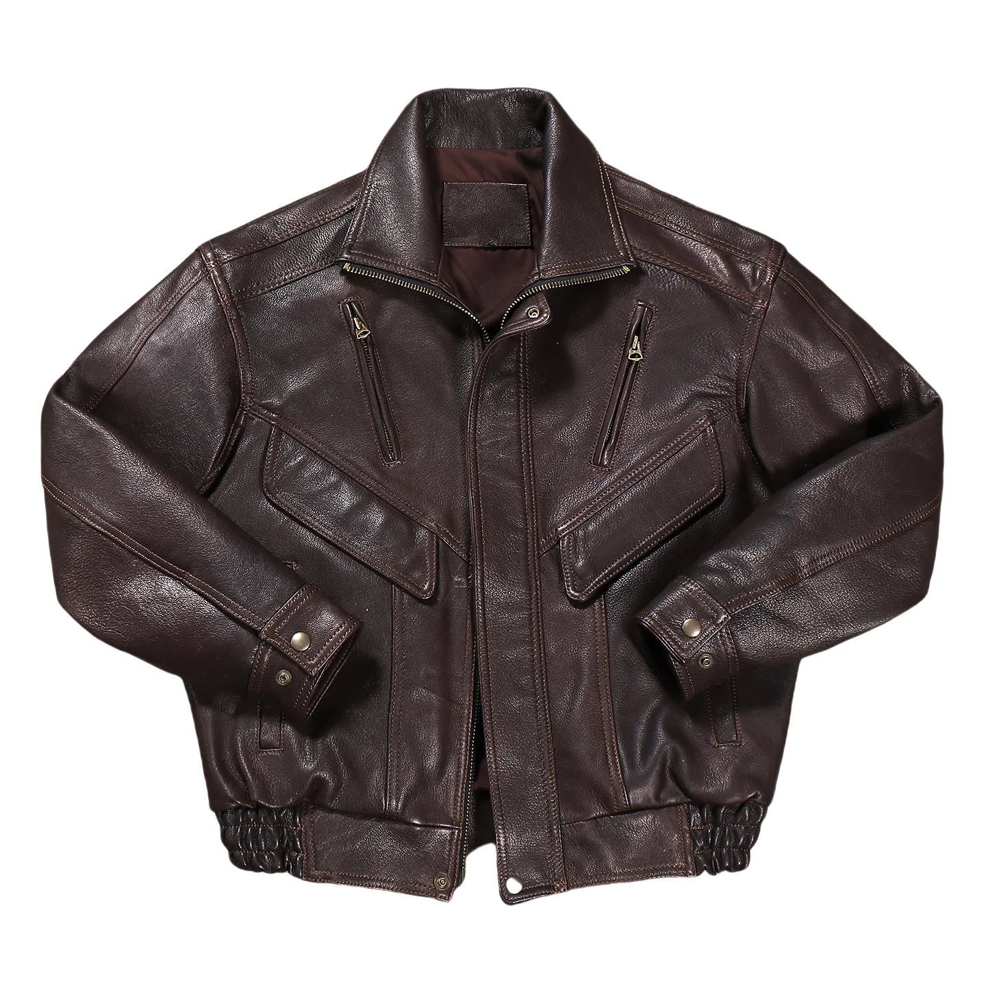 

Dark Brown Winter Leather Jacket Men Retro Style Plus Size 5XL Genuine Natural Sheepskin Turn-Down Collar Loose Leather Coat