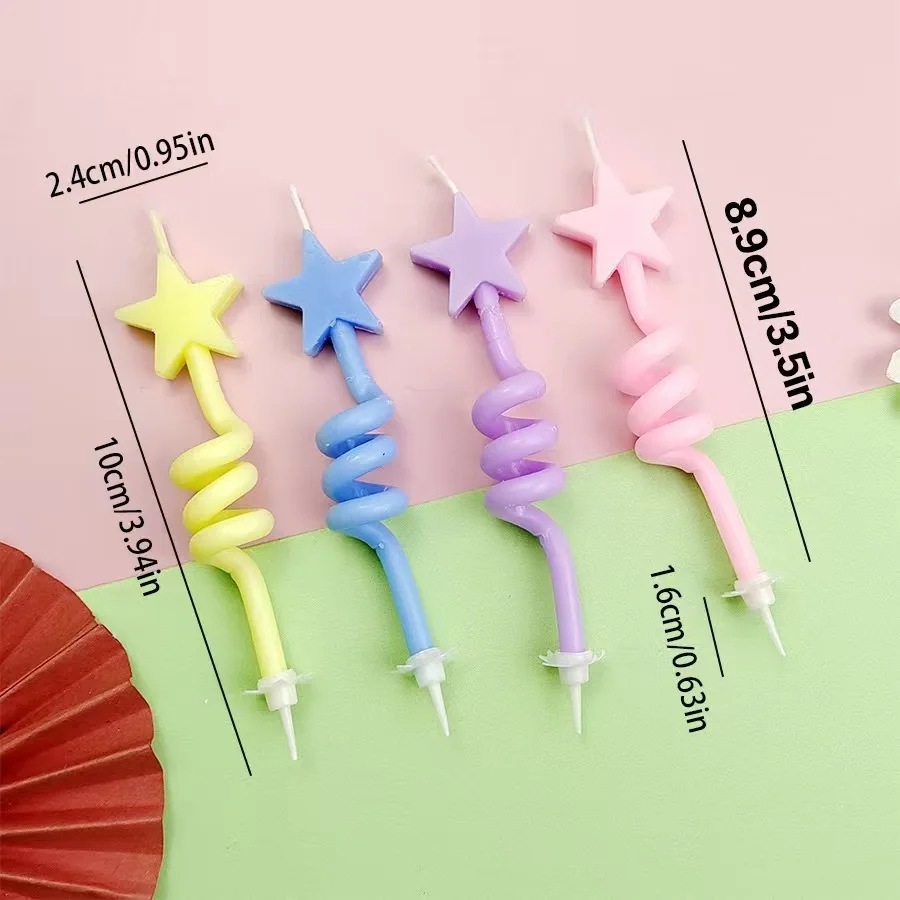4PCS Kreative Bunte Rotierende Sterne Liebe Geburtstag Kuchen Kerzen 5-Zackigen Stern Jahrestag Wishing Party Backen Plugin – Detail 2