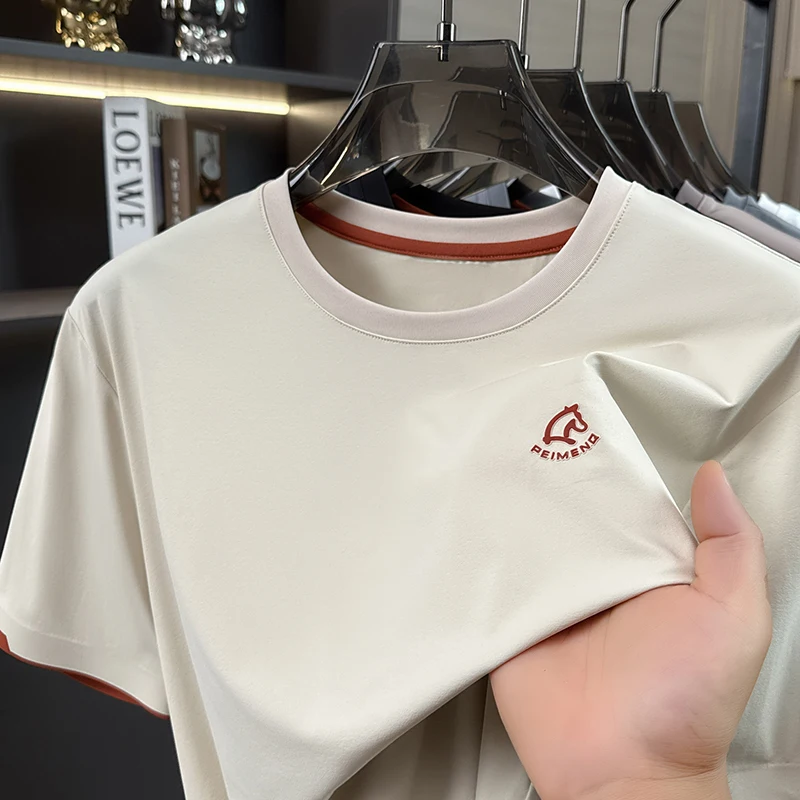

Short Sleeved T-shirt Men's 2026 Summer New Breathable Round Neck Solid Color Casual Simple and Versatile Thin Top Men
