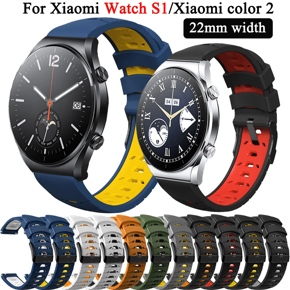 

22mm Correa Strap For Xiaomi Watch S1 Color 2 Smartwatch Band Huami Amazfit GTR 47mm/3 pro 2/2E Stratos 3/2/2 Silicone Wristband