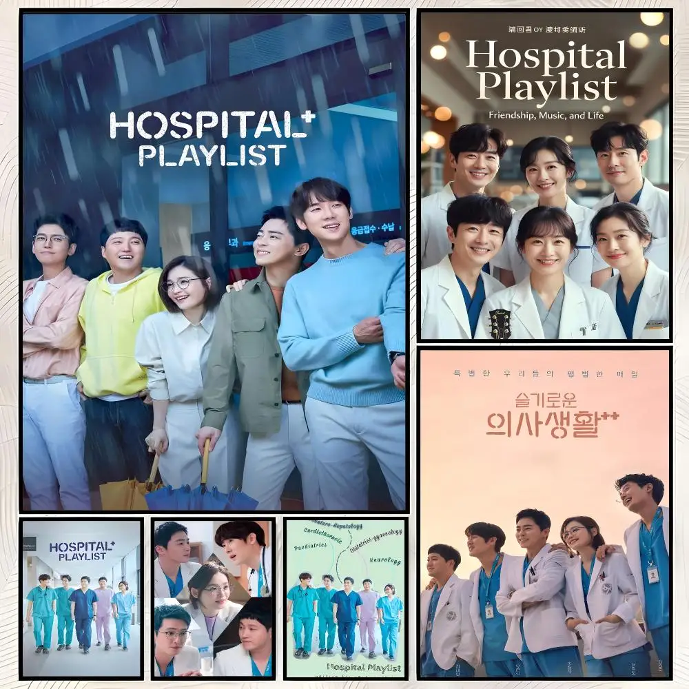 Drama Korean Hospital Playlist Poster Self-Stick HD PP paper Wall Art  Waterproof Decor for Bedroom, Living Room，Gift