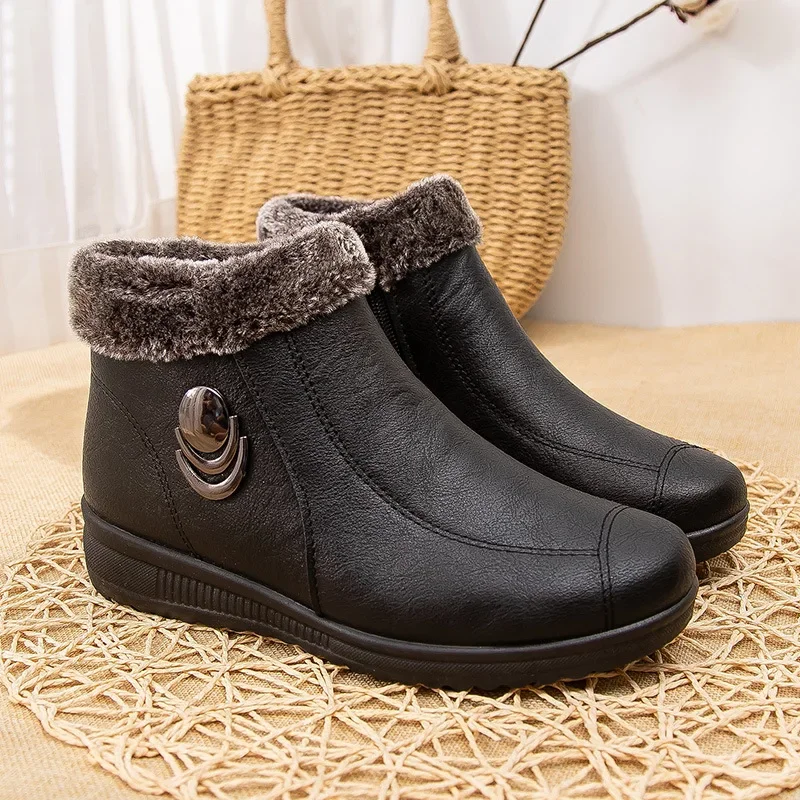 2026 New Women Winter Waterproof Boots Mule Clogs Warm Unisex Fur Boots House Room Slippers Trend Indoor Floor Shoes Women