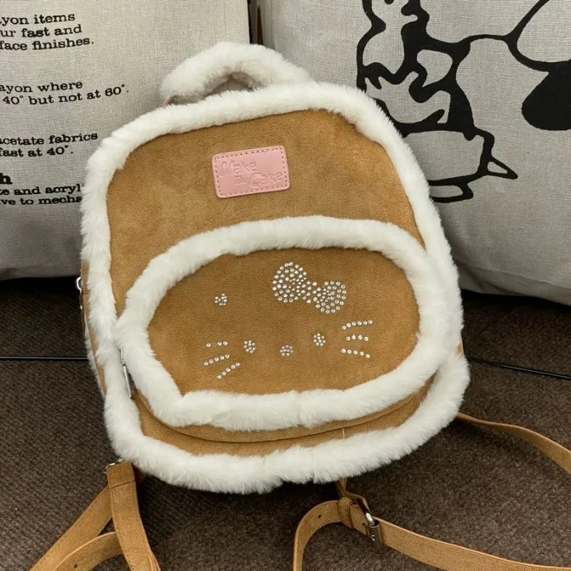 

Xiuya Vintage Womens Backpack Hello Kitty Y2k Small Elegant Casual Backpacks Aesthetic Luxury Designer Female Korean Popular Bag