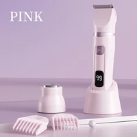 Women's Bikini Trimmer, Women's Electric Shaver, Replaceable Heads, Facial and Intimate Hair Trimmer, USB Rechargeable, LED Power Display, with Base, Travel Cordless Body Shaver, Suitable for Face/Legs/Underarms, Women's Gift 8