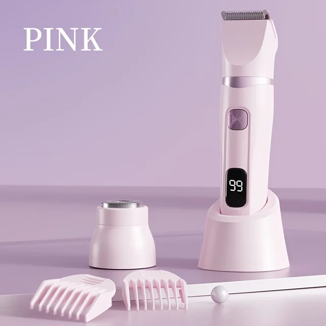 Women's Bikini Trimmer, Women's Electric Shaver, Replaceable Heads, Facial and Intimate Hair Trimmer, USB Rechargeable, LED Power Display, with Base, Travel Cordless Body Shaver, Suitable for Face/Legs/Underarms, Women's Gift 8 Women's Bikini Trimmer, Women's Electric Shaver, Replaceable Heads, Facial and Intimate Hair Trimmer, USB Rechargeable, LED Power Display, with Base, Travel Cordless Body Shaver, Suitable for Face/Legs/Underarms, Women's Gift 8