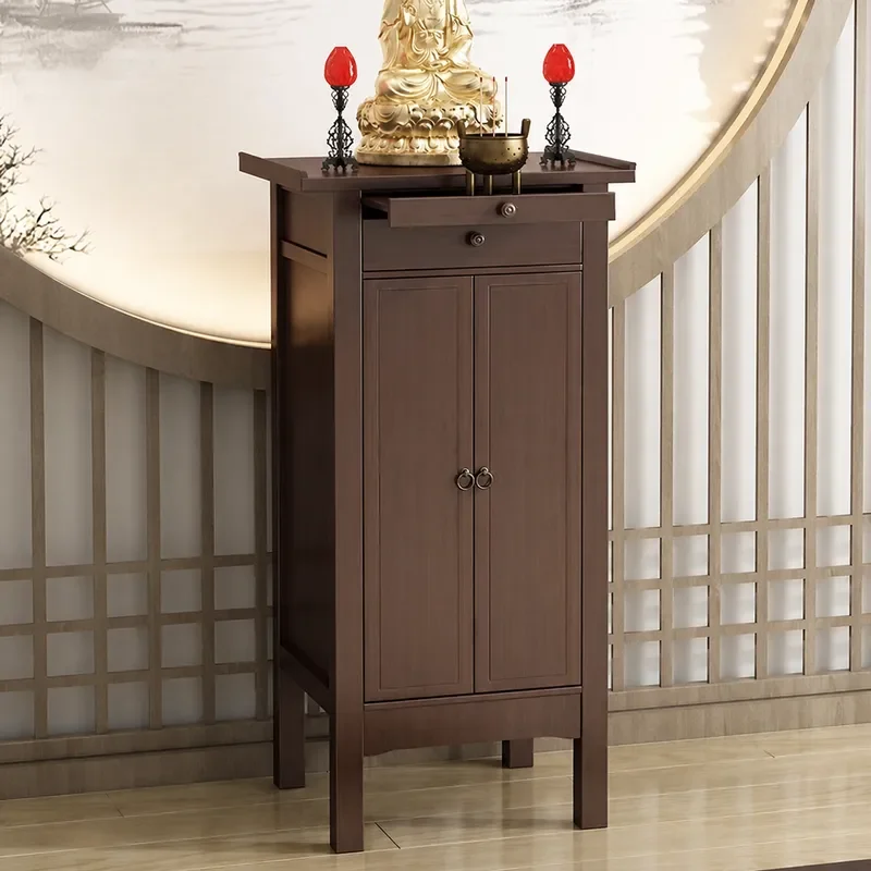 Solid Wood Guan Gong Statue Base Buddhist Altar Small Offering Table Incense Holder Household Display Stand New Chinese