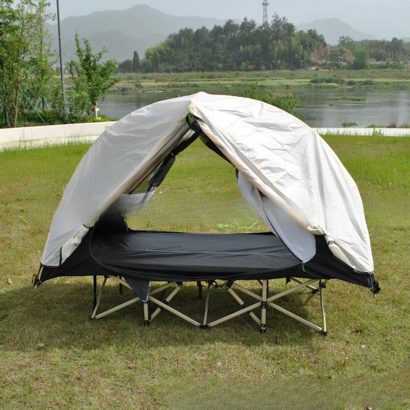 Double rainproof lightweight two-in-one ground-off tent, single camp bed