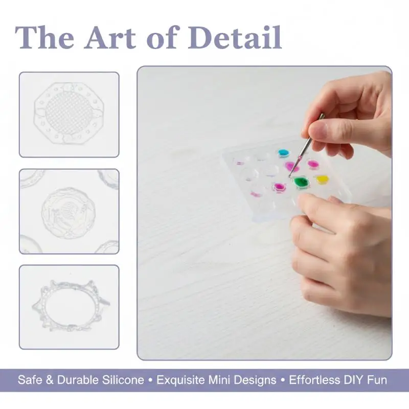 Nail Art Mini Dinner Plate Mold 3d Relief Manicure Templates Nail Art Transparent Silicone Nail Mold