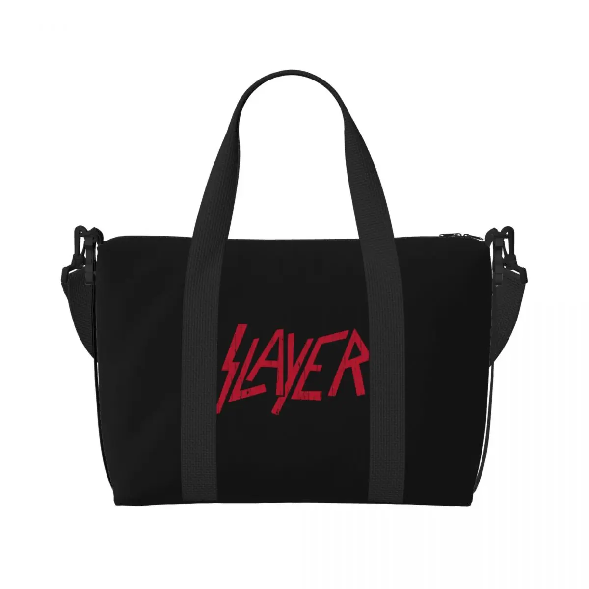 

Custom Heavy Metal Rock Slayers Letter Print Beach Tote Bag for Women Big Compartment Gym Beach Travel Bags