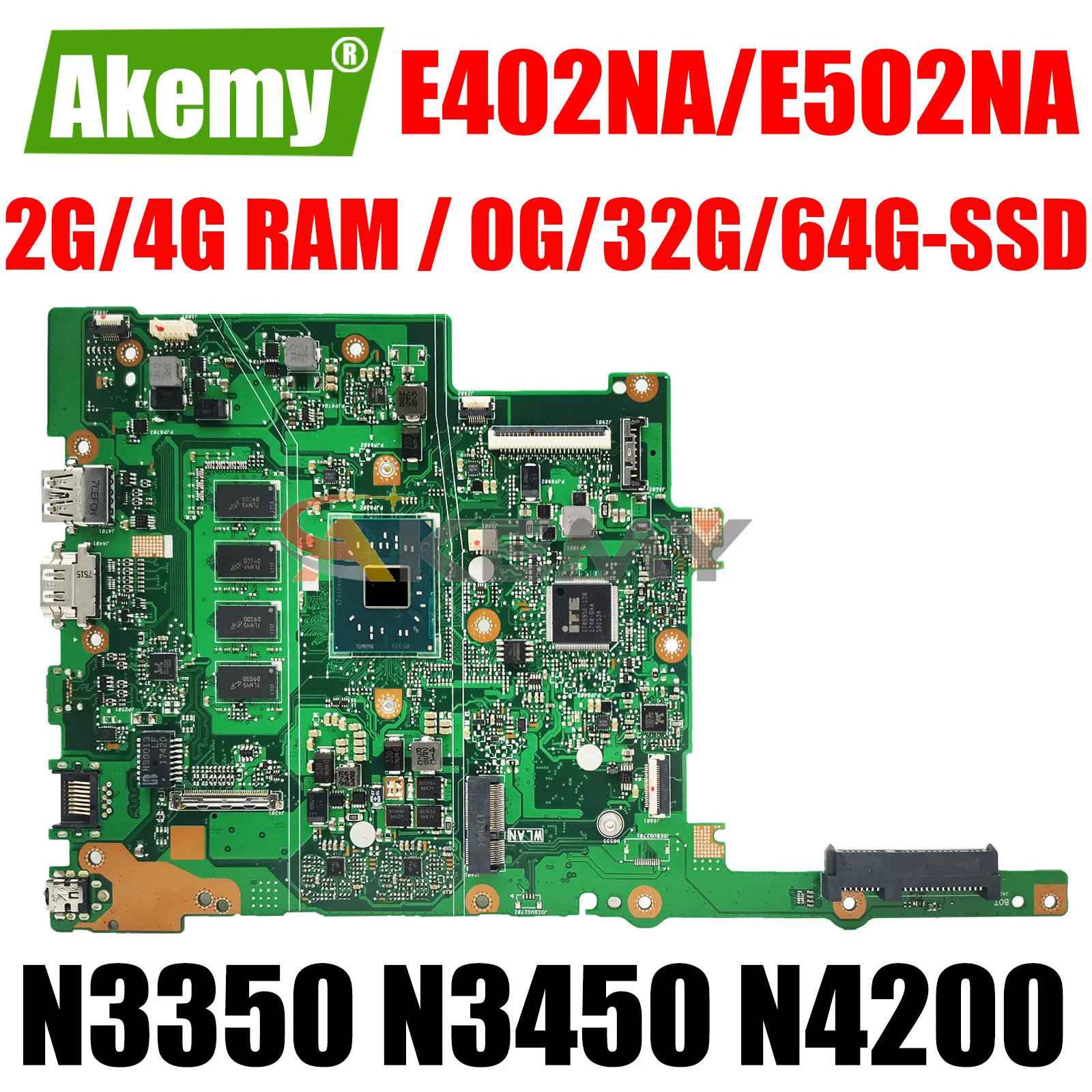 

E402NA E502NA Laptop Motherboard with 2G/4G RAM N3350 N3450 N4200 For ASUS E402N E502N R417N R416N F402N L402NA X402NA Mainboard