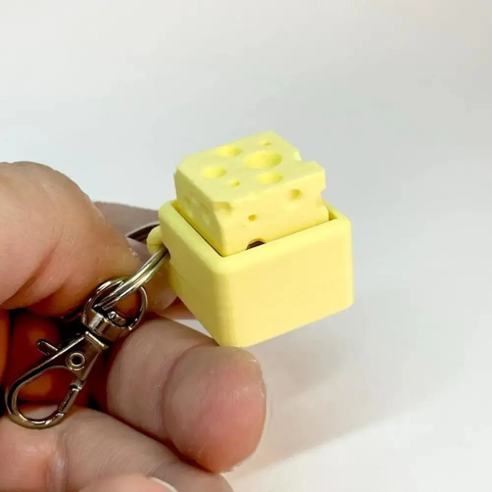 Plastic Clicker Fidget Keychain Click Sound Bag Accessories Cheese Squeeze Pendant Stress Relief Keyboard Keyrings Gift Idea