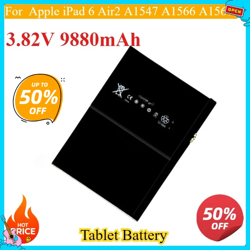 

New Replacement Laptop Battery 9800mAh for Apple iPad 6 Air2 A1547 A1566 A1567 - High Capacity Li-Polymer
