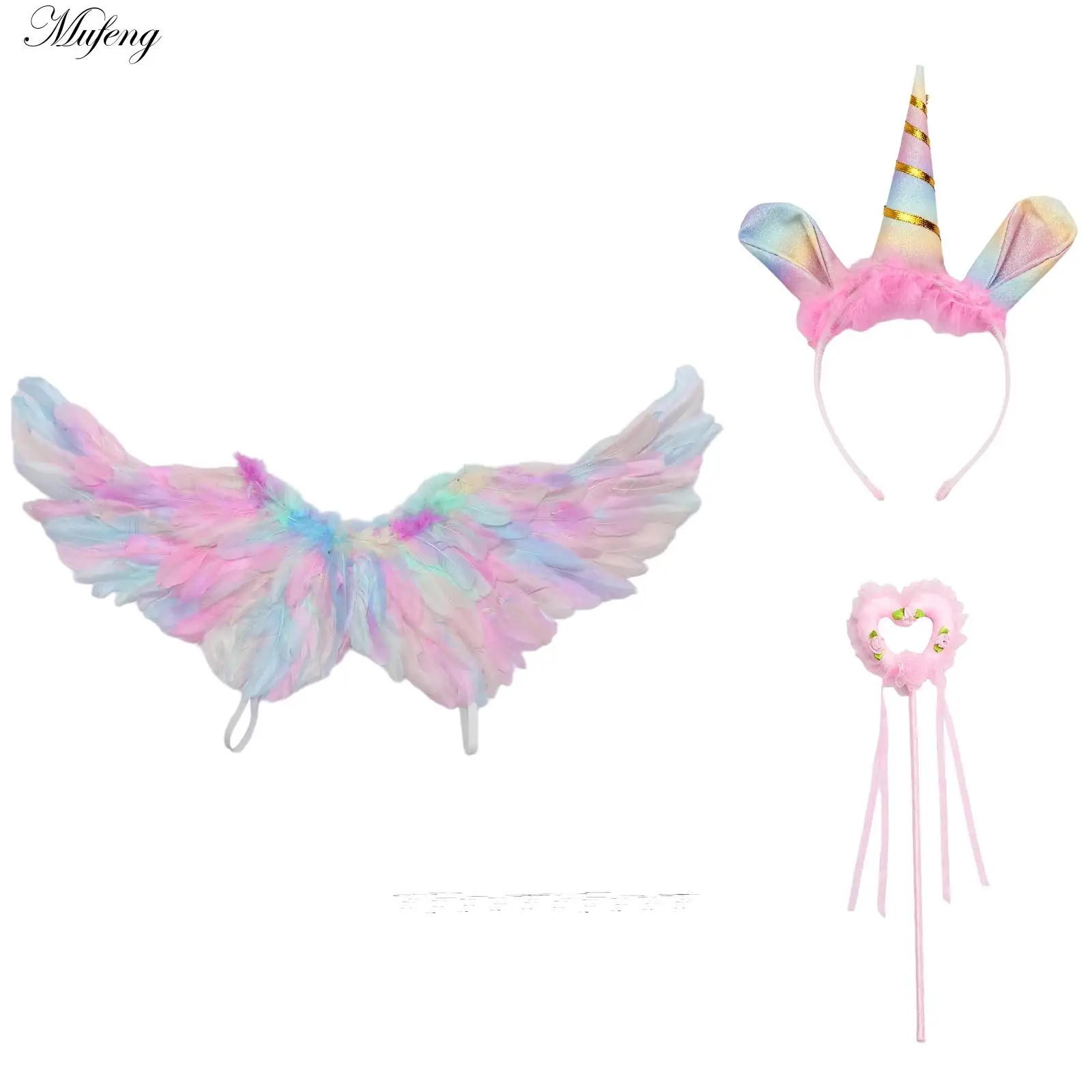 Feder Engelsflügel Stirnband Bogen Pfeil Brille Set für Fotografie Requisiten Cosplay Kinder Erwachsene Hochzeit Halloween Weihnachten Geburtstag