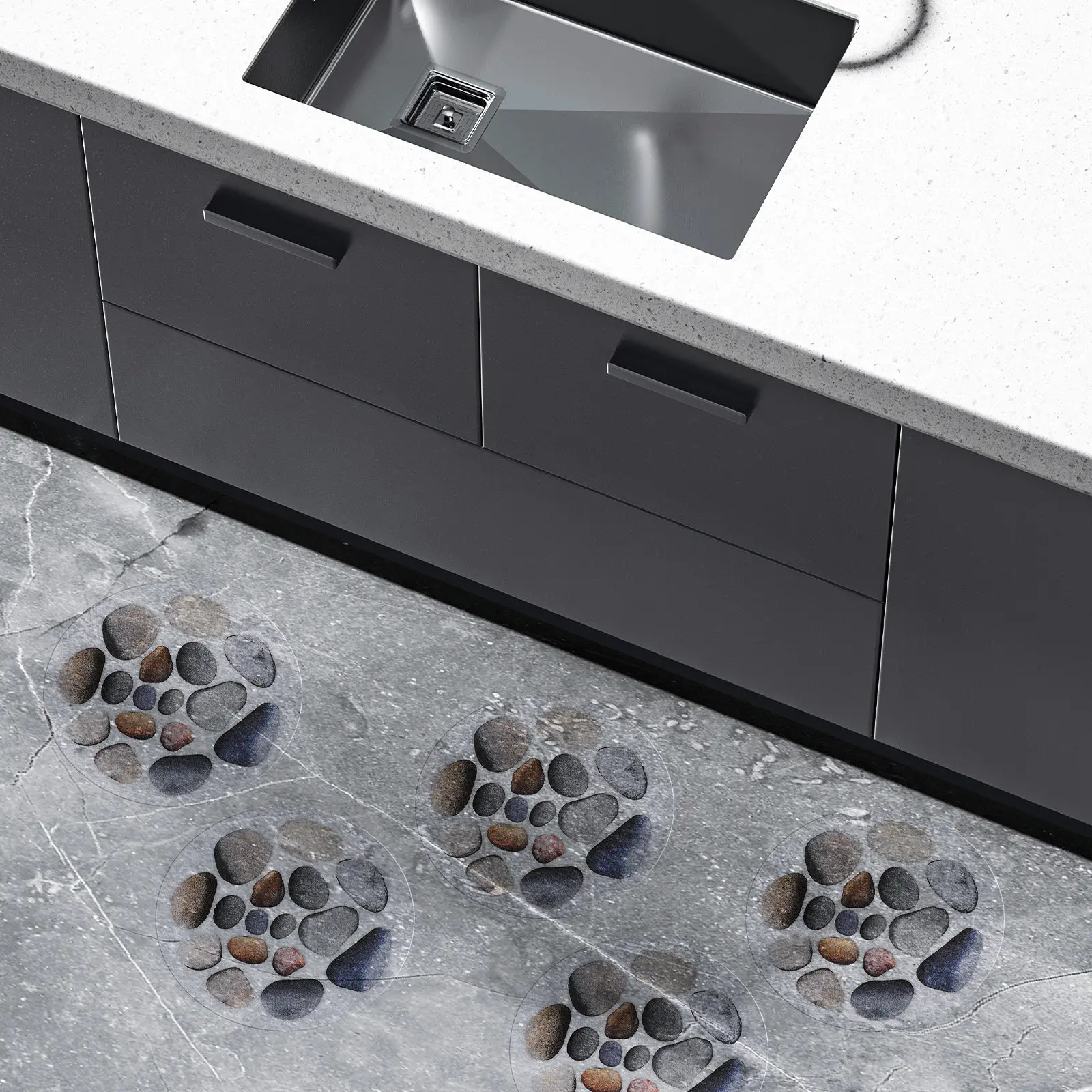 

12 Sheets Anti Slip Bathtub Stickers Stone Shape Peva Shower Floor Non Slip Decals for Bathroom Tub Safety Grip