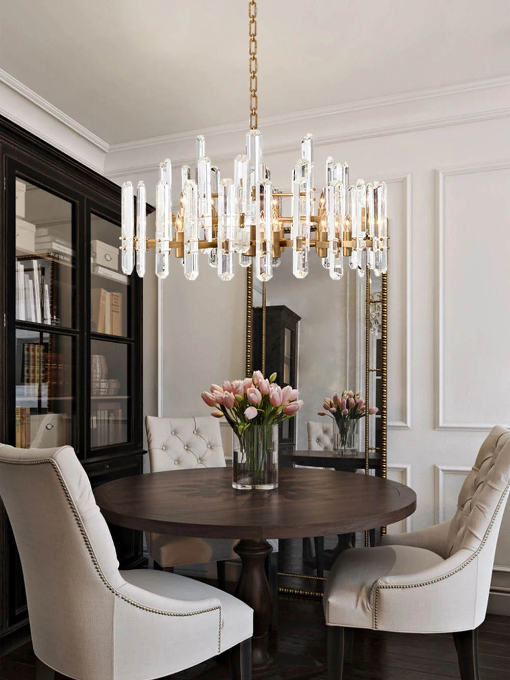American Brass Silver Black K9 Crystal LED Chandelier