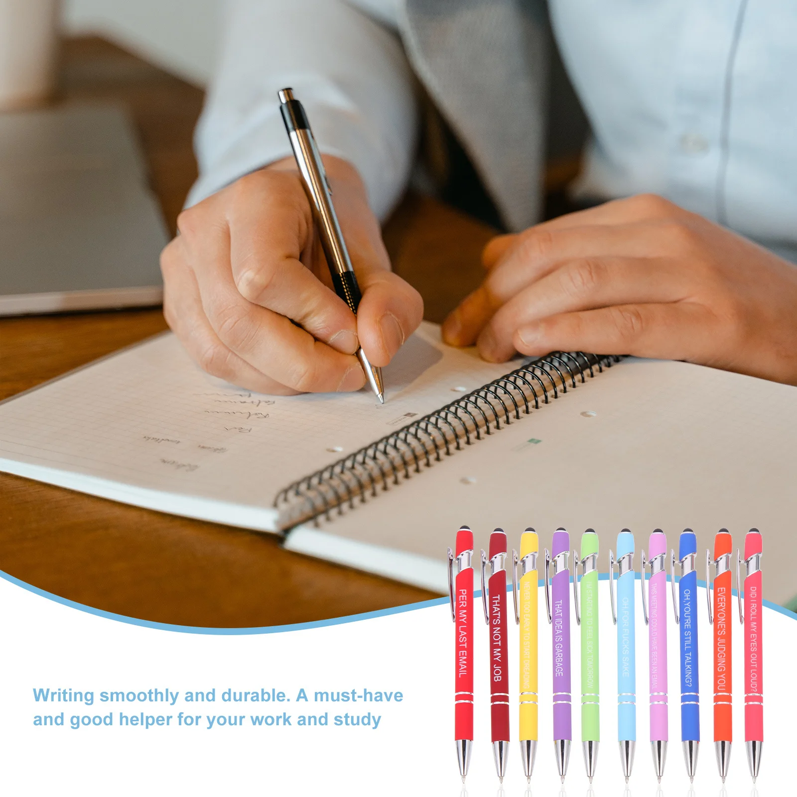

10 Pcs Inspirational Motto Pen Set Writing Ballpoint Daily Use Adult Metal for Coworkers Motivational Bulk Office