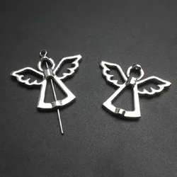 15pcs Silver Plated Angel Wings Alloy Perforated Beads DIY Charms Jewelry Crafts Gift Making 28*22mm A240
