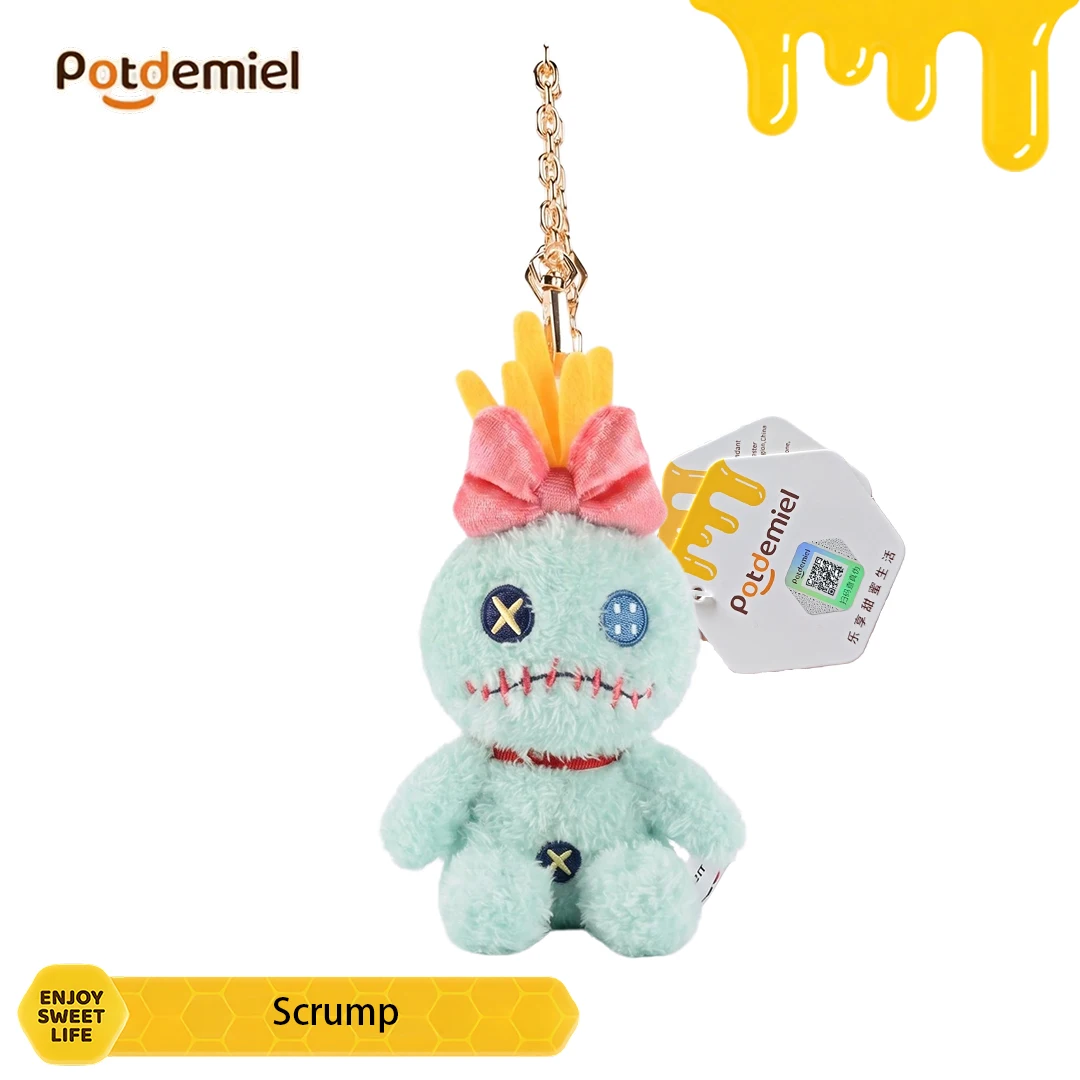 Potdemiel Lilo Stitch Scrump, Adorno de Peluche Sentado con Lazo para Bolso de Hombro, Encantador, Suave y Esponjoso, Regalo Navideño para Niños, Decoración de Habitación