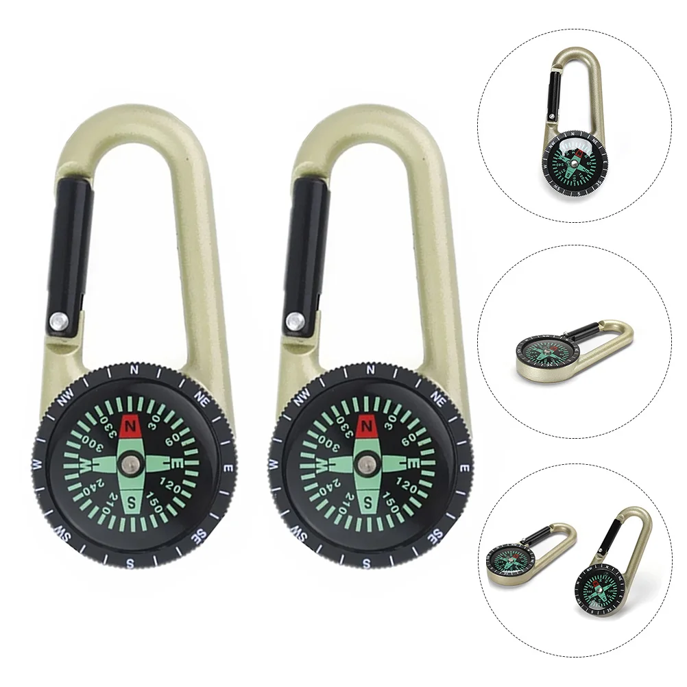 

2Pcs Alloy Outdoor Compass Carabiner Portable Hiking Camping Keychain Compass Survival Equipment
