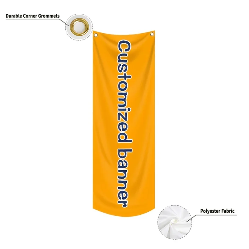 1pc 2D FLAT Custom Vertical Banners, Top with 2 Holes, Ideal for Indoor Wall and Outdoor Hanging for Wedding, Birthday Party