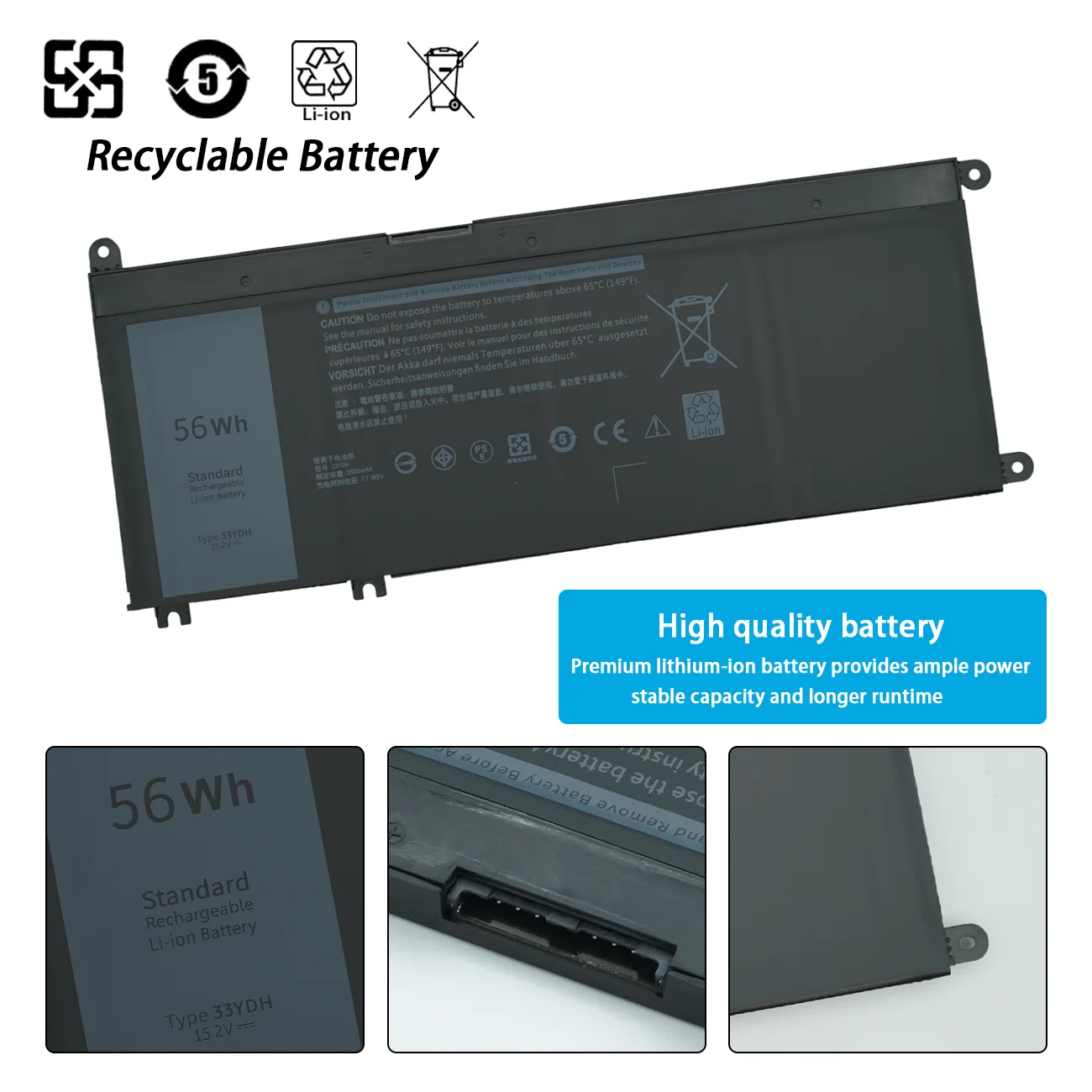 33YDH 56WH Battery for Dell Latitude 13 3380 14 3490 15 3590 3580 Inspiron 17 7000 77787779 7786 7773 Inspiron 15 7577 G3 3579