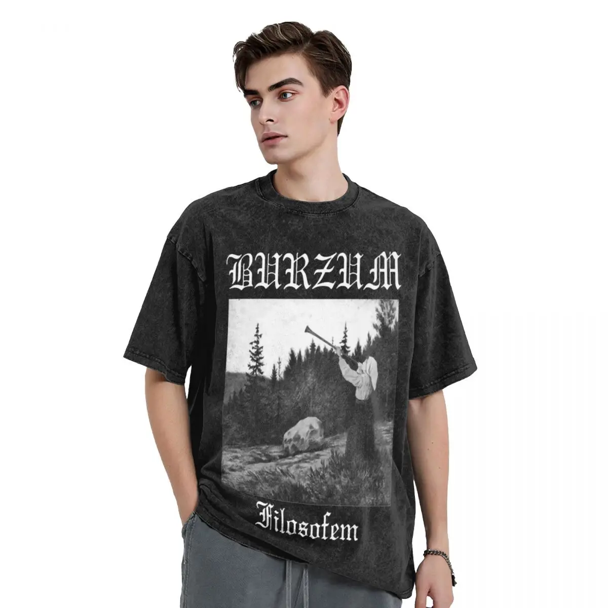 Black Metal Filosofem T Shirt Hip Hop Washed Oversize T-Shirt Burzum Fashion for Men Women Tops Streetwear Summer Tops Tees