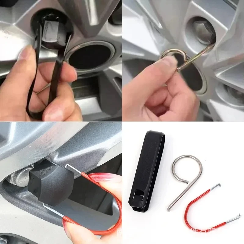 Portable Car Wheel Nut Cover Removal Kit Set Tool Universal Hub Puller Wheel Bolt Caps Replacement Tools Tweezers Removal Tool view 4