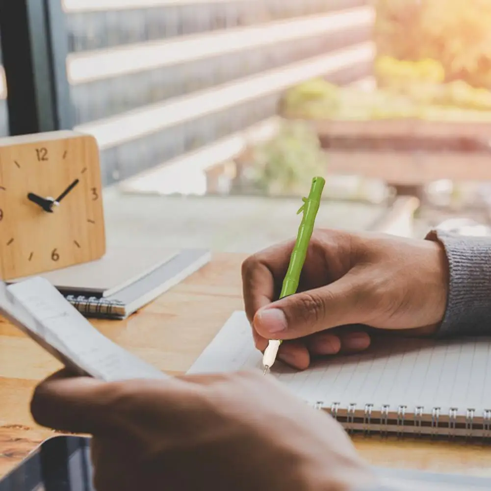 Ergonomic Non-slip Pen Set of 3 Ultralight Bamboo-shaped Gel Pens with Fine Point Non-slip Comfortable Grip for Smooth Writing