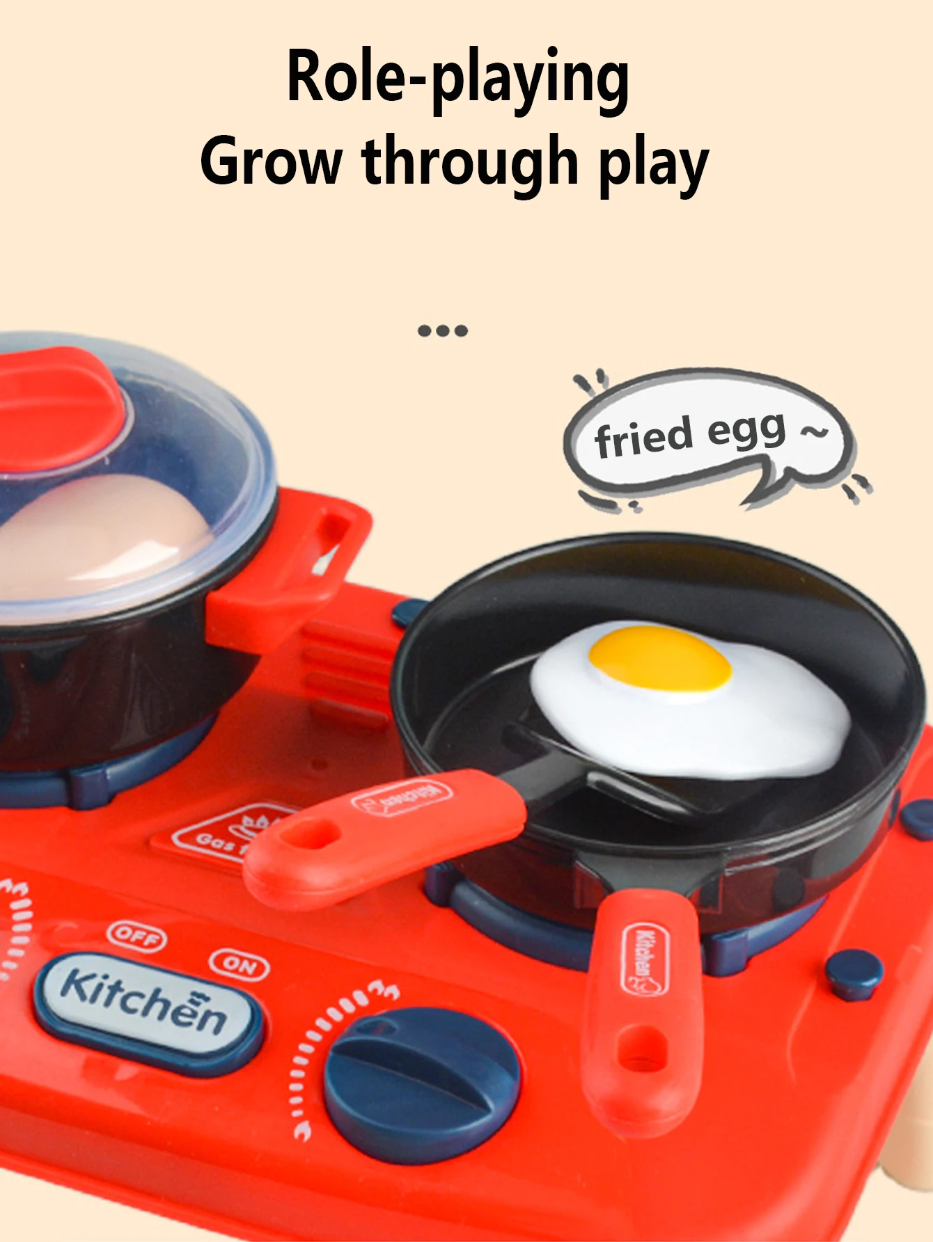 ชุดครัวเด็กเล่นบทบาทสมมติ ทำอาหาร ของเล่นเตาจำลองพร้อมเอฟเฟกต์แสงและเสียง ชุดทำอาหารสำหรับเด็กผู้หญิง ของเล่นเสริมสร้างปฏิสัมพันธ์ระหว่างพ่อแม่ลูกในวันหยุด
