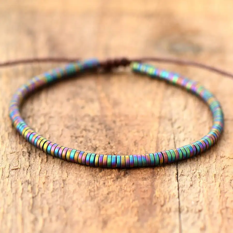 

Красочный браслет ручной работы с магнитным разделителем, мужской браслет-манжета на пуговицах, четки Рамадана, женская медитация