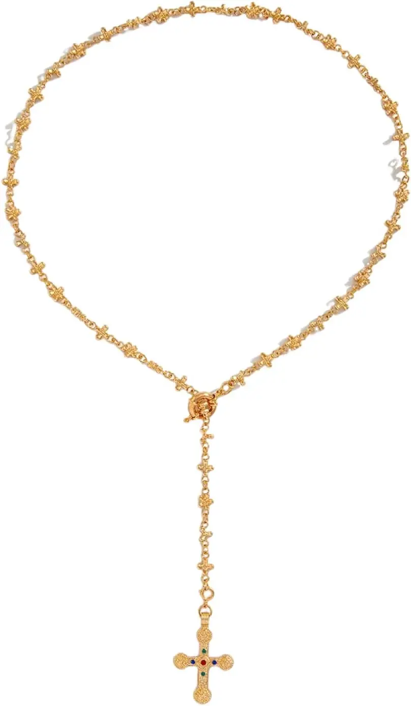 

Gothic Strass Cross Pendant Choker for Women Men, Adjustable Long Chain Jewelry, Simple Stylish Gift