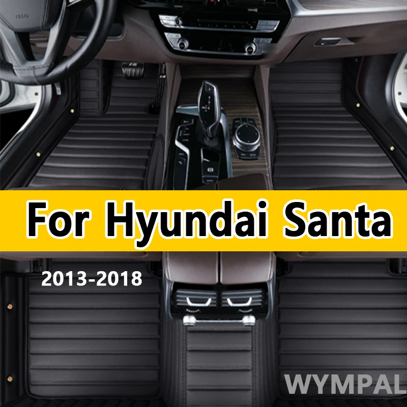 

Роскошные кожаные автомобильные коврики для Hyundai Santa Fe DM NC 2013 ~ 2018 7-местные водонепроницаемые подушечки Автомобильный коврик Tapetes Para Car