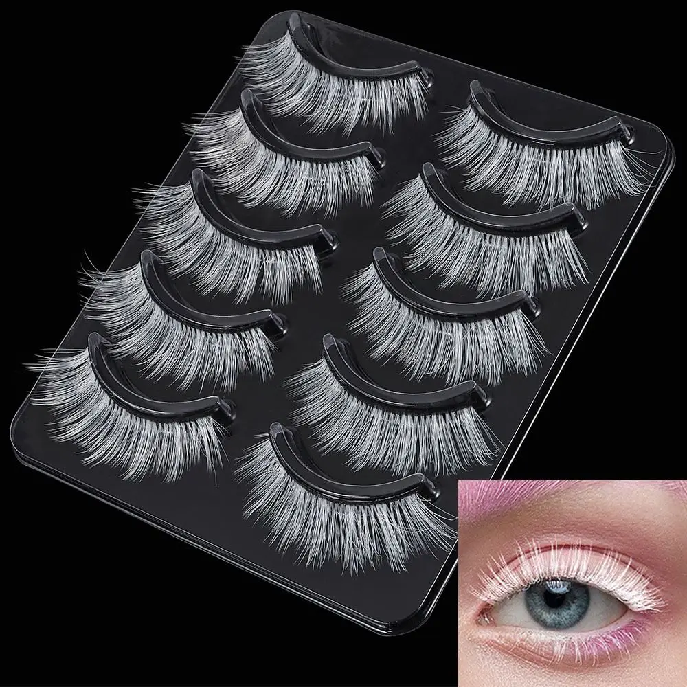 Fofo Branco Cílios Postiços Ferramentas de Extensão, Natural Eye Lashes, Longo, Quente, Cosplay Cílios, Natal