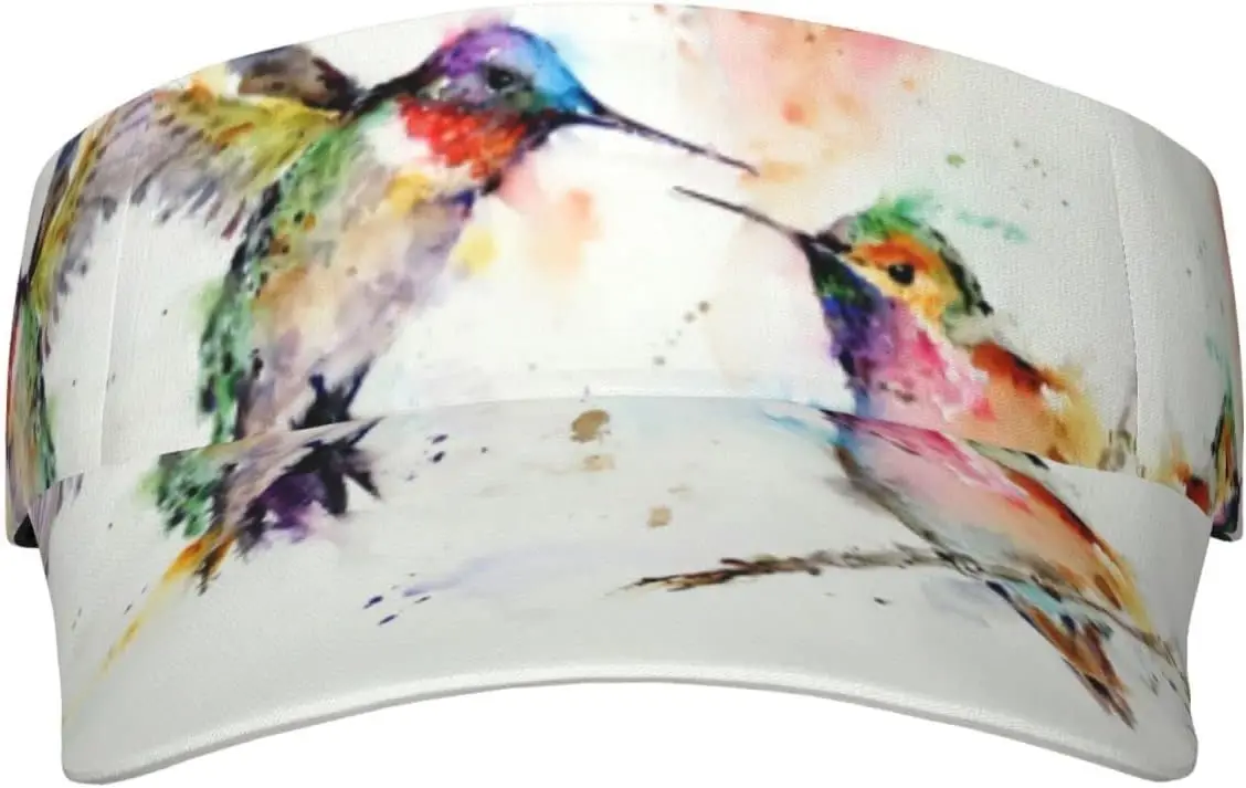 Colorful Spring Happy Hummingbird Pattern Sunscreen Visor Hats for Women & Men, Sport Empty Top Baseball Sun Cap, Tennis