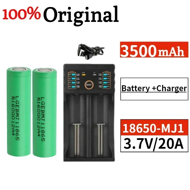 

100% original INR 18650 battery 3.7V 3500mAh lithium-ion rechargeable battery high power discharge 20A high current+USB charger