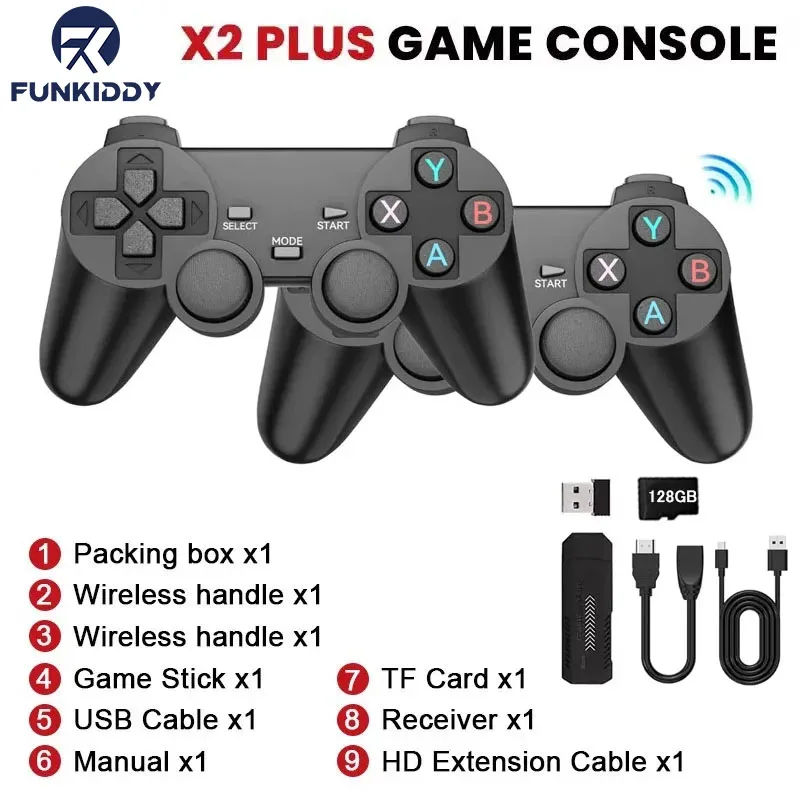 

X2 PLUS Video Game Stick HD Output TV Game Player Retro Games Retro Video Game Console Wireless Controller for PSP PS1 Boy Gifts