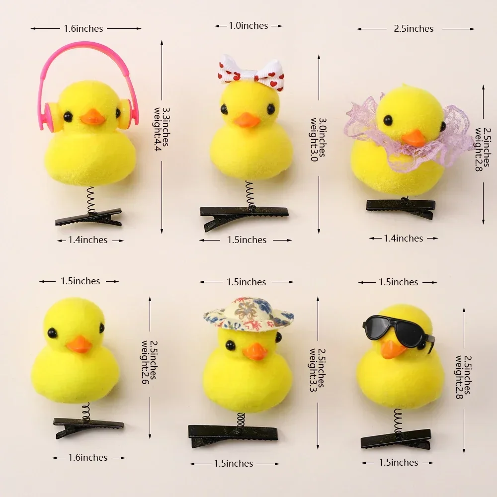 Horquilla de felpa de pato amarillo 3D para niños, accesorios de Clip de pico de pato de dibujos animados divertidos, DIY, regalos de fiesta, 1/2