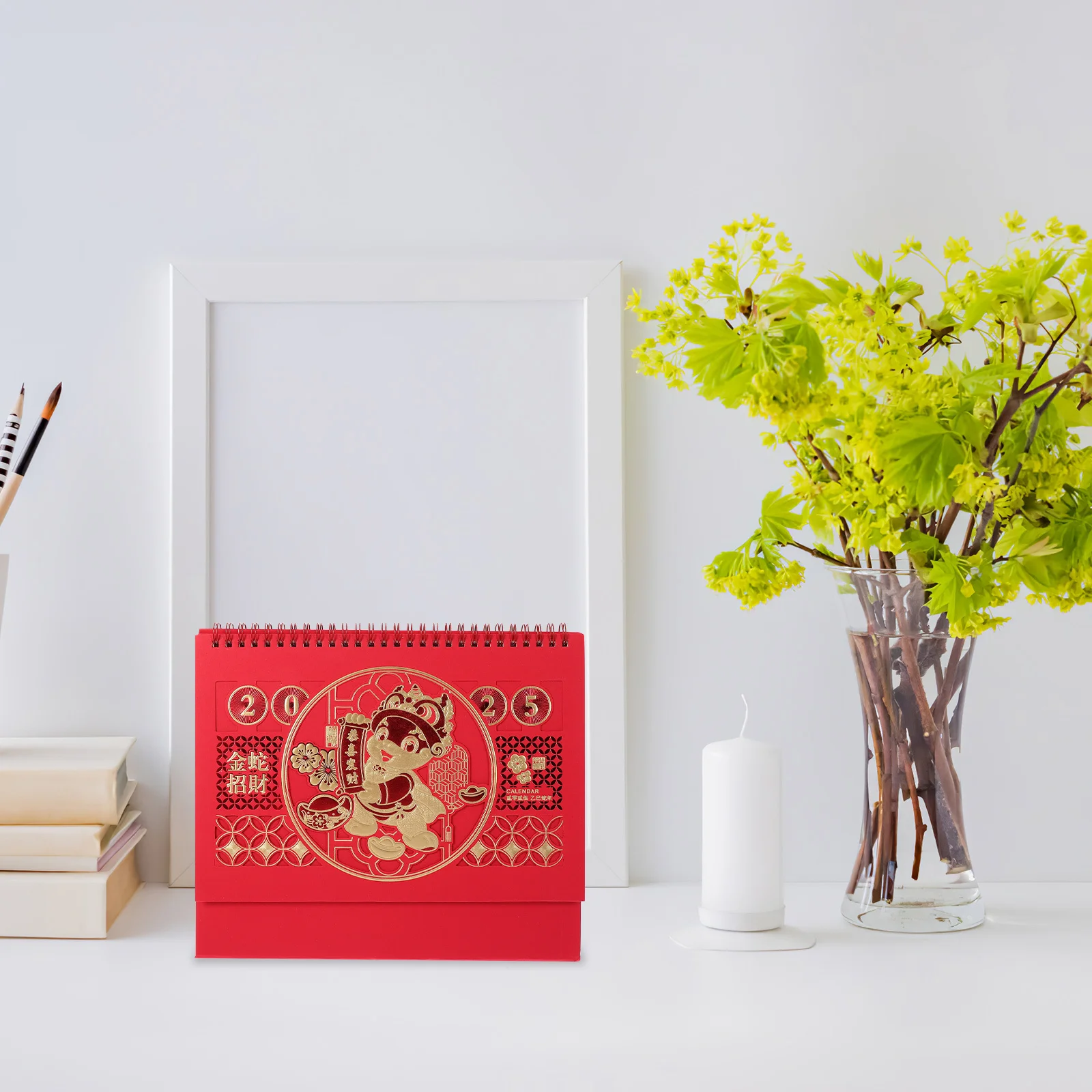 

Настольный календарь 2025 года, китайский Новый год, змеиный бумажный перекидной календарь, стоячий ежемесячный планировщик, офисный органайзер
