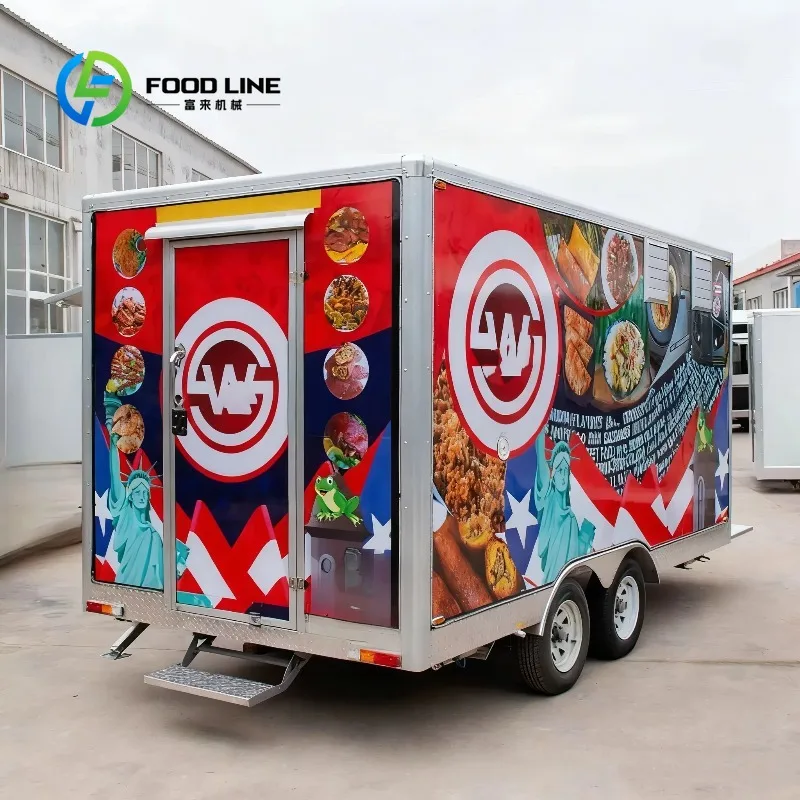 Customized Multi Functional Stainless Steel Square Food Cart for Fast Food Ice Cream Outdoor Street Vending