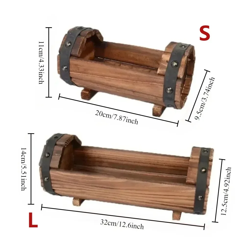 مجموعة أصيص الزهور الخشبية نصف برميل زارع صندوق زهور عتيق حاوية نباتات ديكور برميل لوازم البستنة لحديقة المنزل