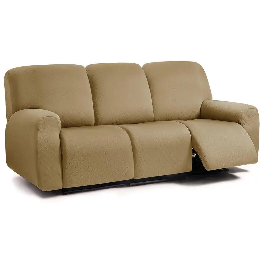 Squared Jacquard Design 8Pieces Recliner Sofa Covers Stretch Reclining Couch Covers for 3 Cushion Reclining Sofa Slipcovers Thic