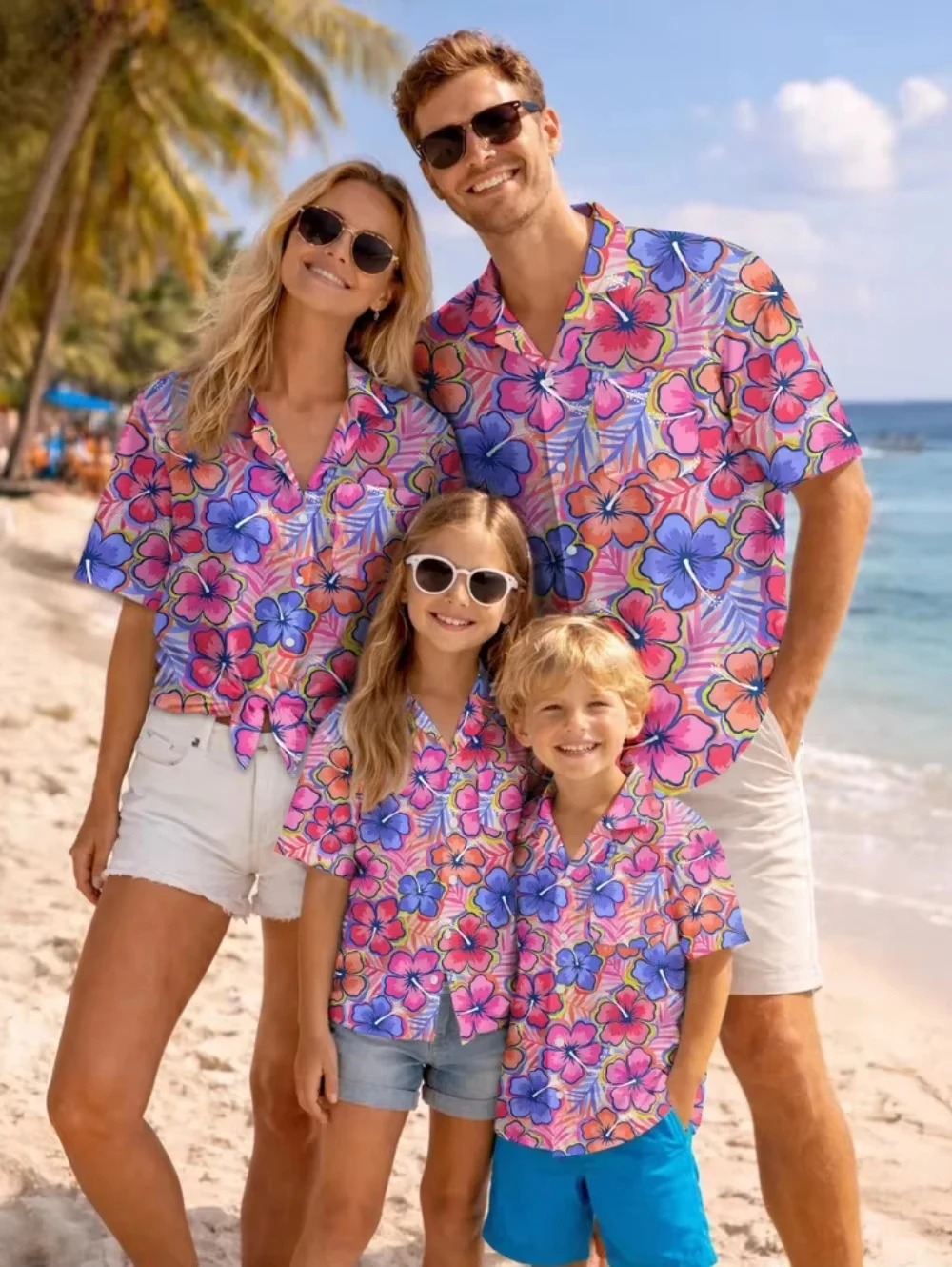 Summer Hawaiian Shirt Tropical Plants Graphics Beach Vacation Flower Men's Family Wear Child T-Shirt Vacation Gift Child Shirts